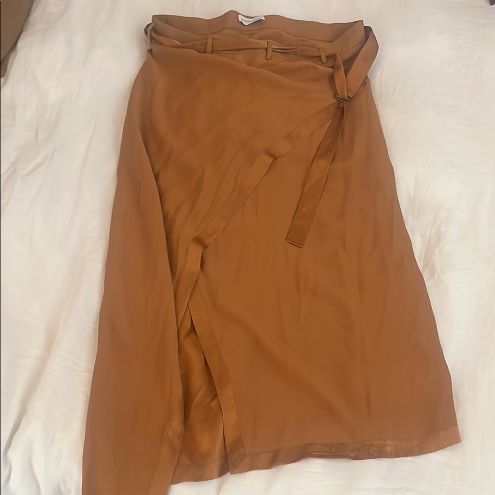 Elegant Tan Wrap Skirt- Jeremy Laing
